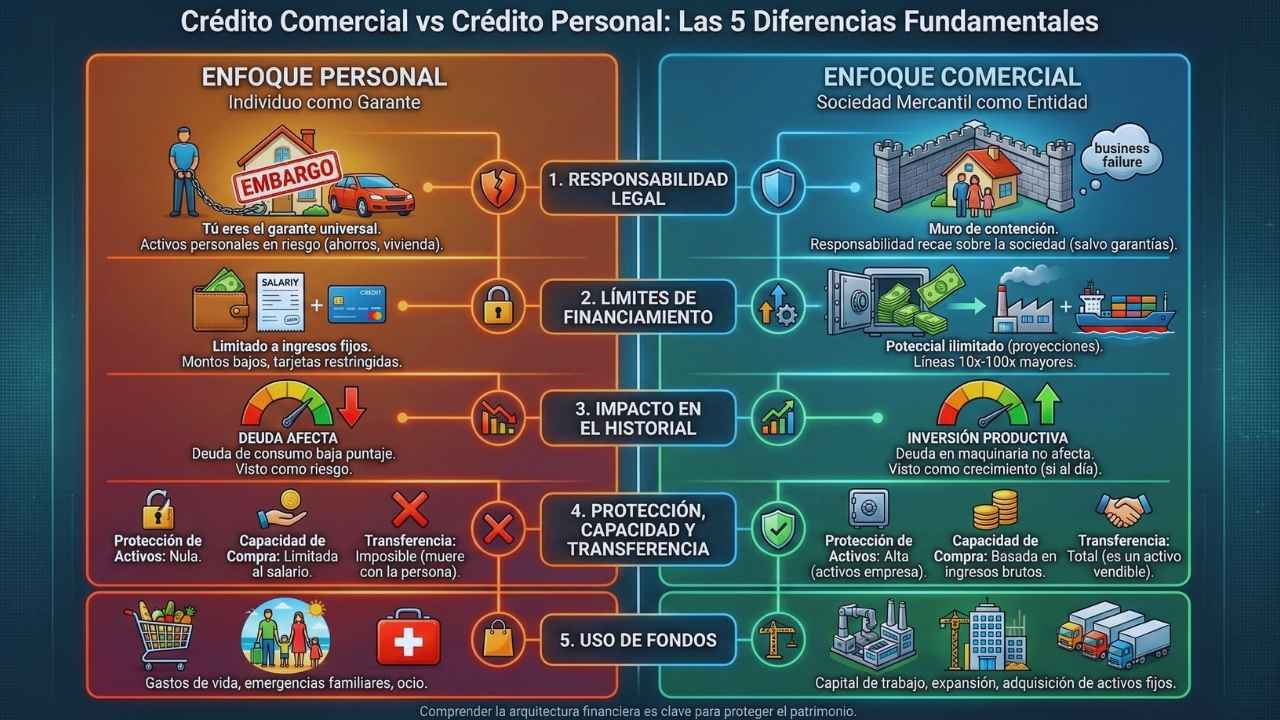 Crédito Comercial vs Crédito Personal: Las 5 Diferencias Fundamentales