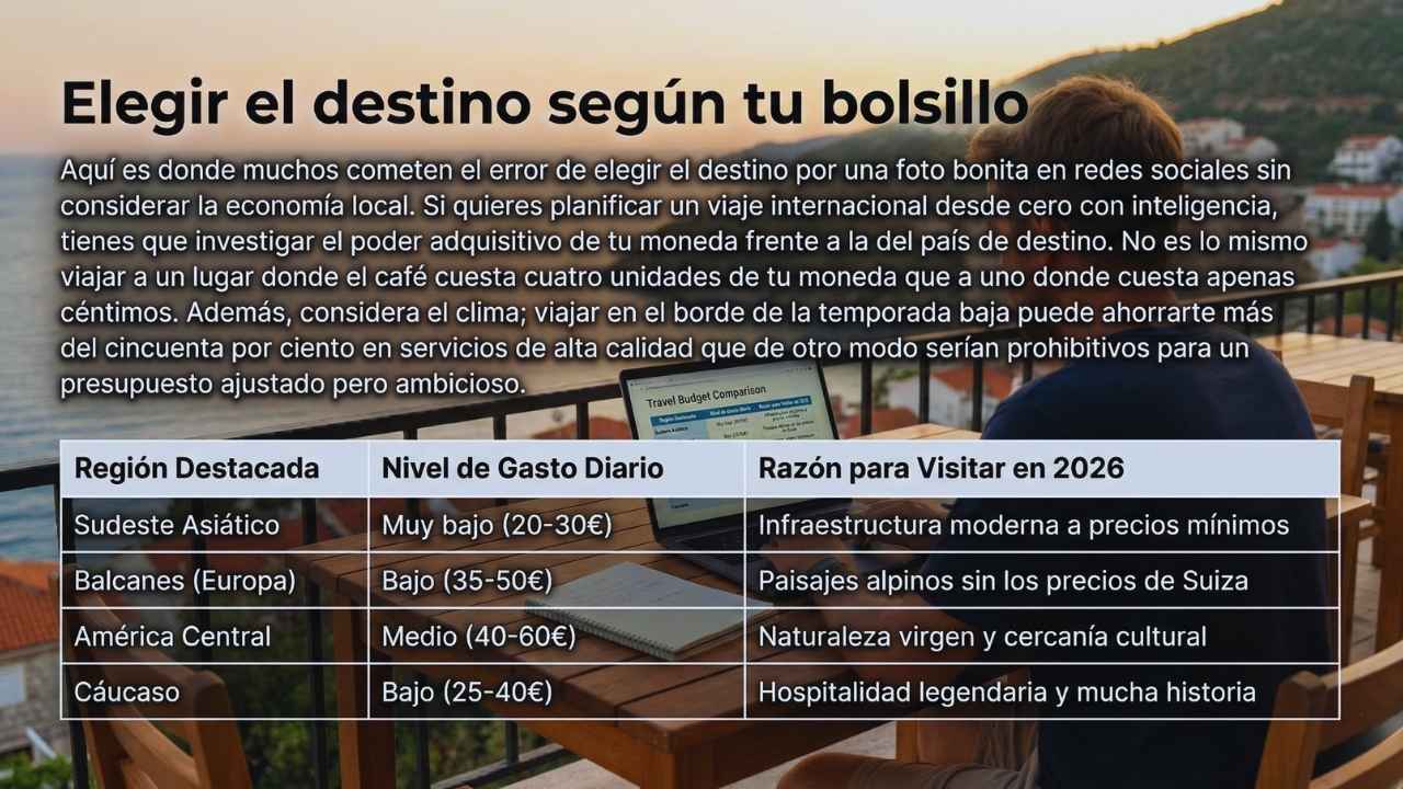Elegir el destino según tu bolsillo