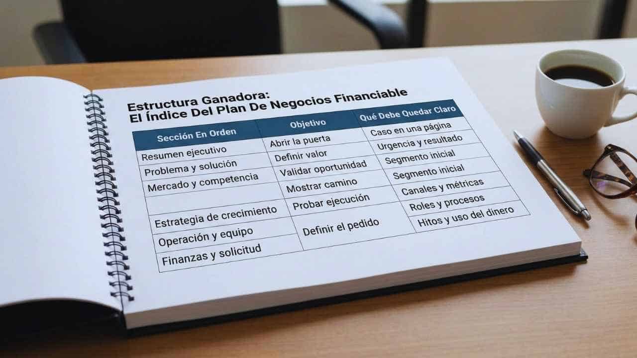 Estructura Ganadora: El Índice Del Plan De Negocios Financiable