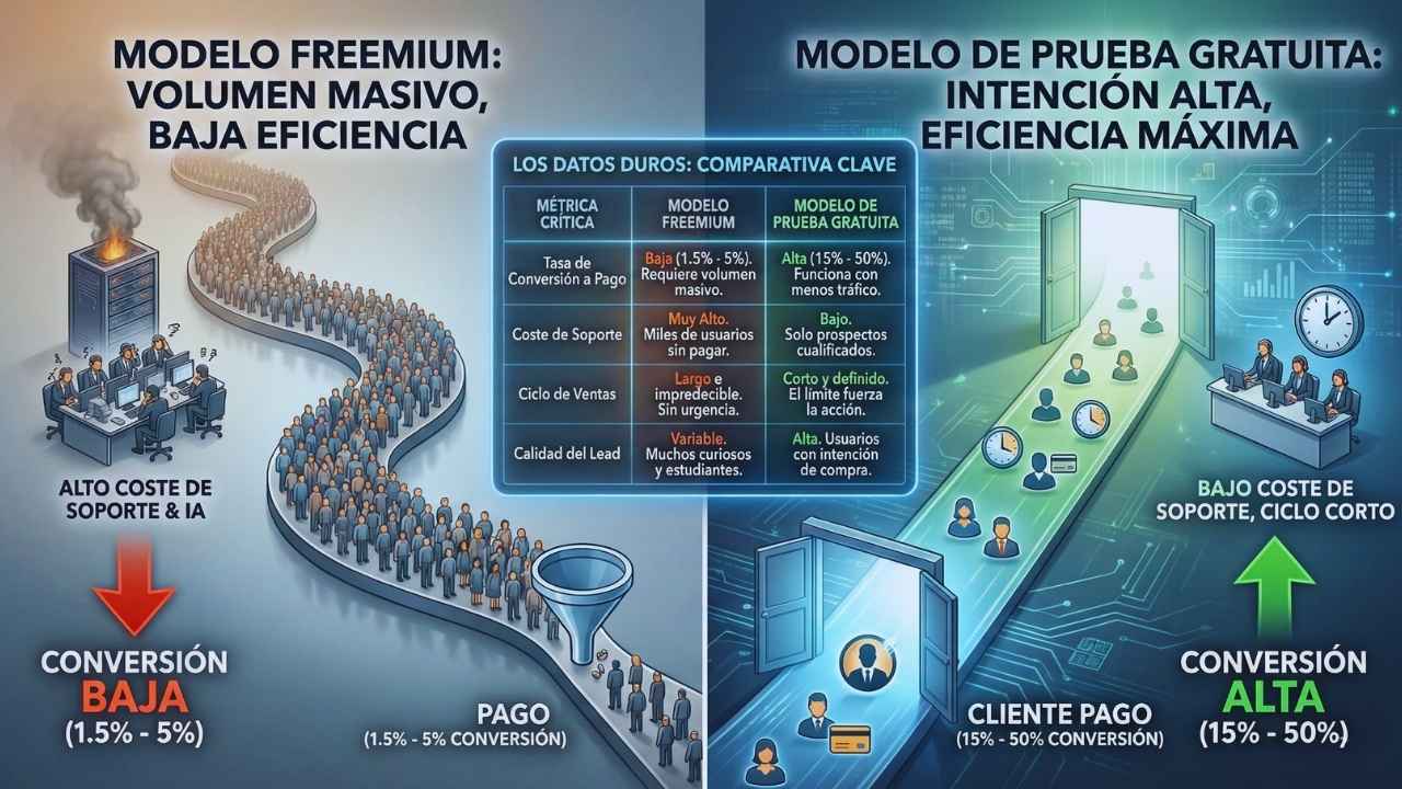Los Datos Duros: Freemium vs. Prueba Gratuita