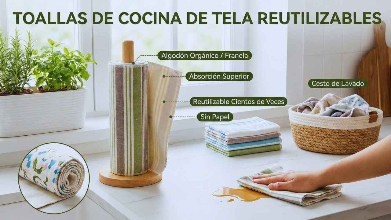 Toallas de cocina de tela reutilizables: Sustituyendo el papel absorbente
