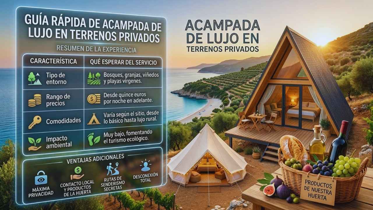 Acampada de lujo en terrenos privados