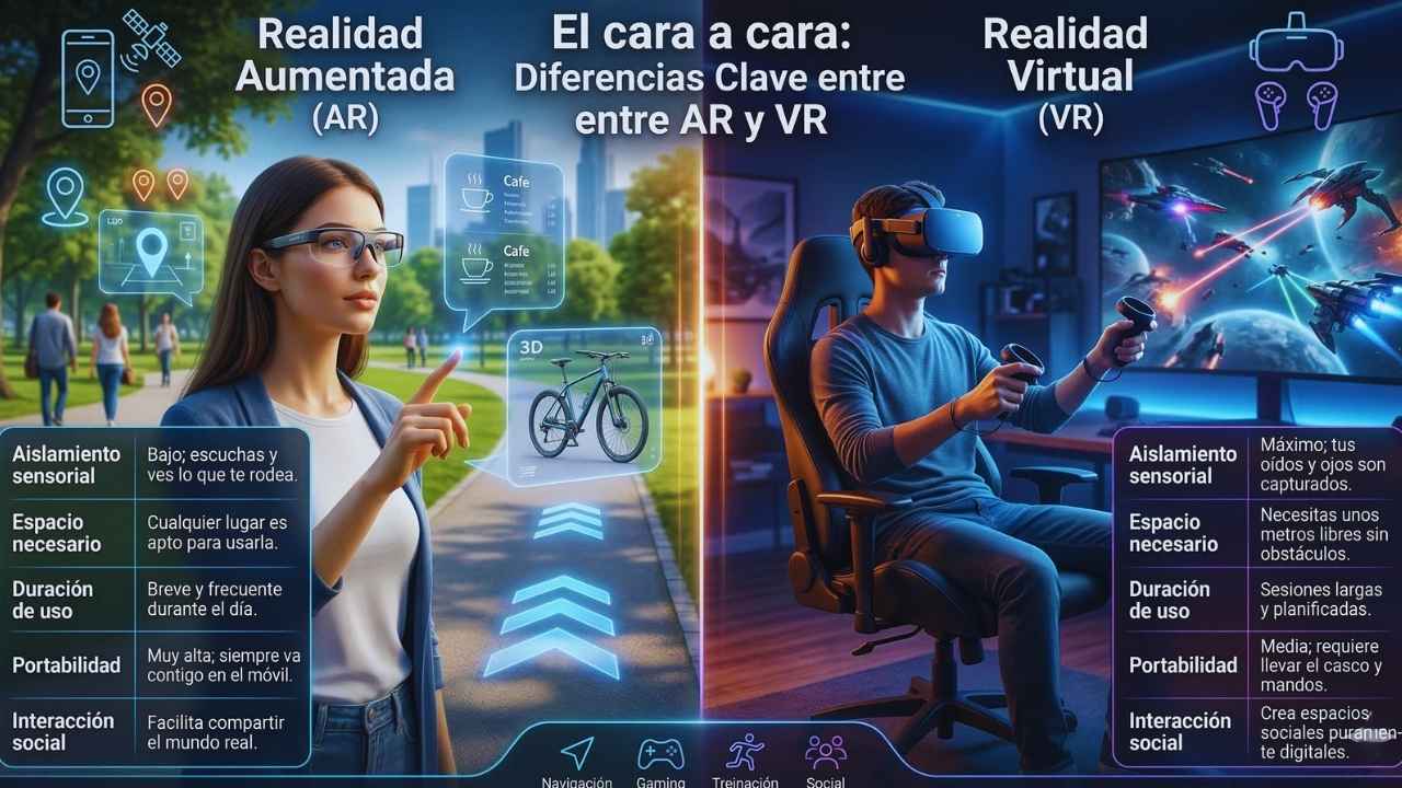 El cara a cara: Diferencias Clave entre AR y VR