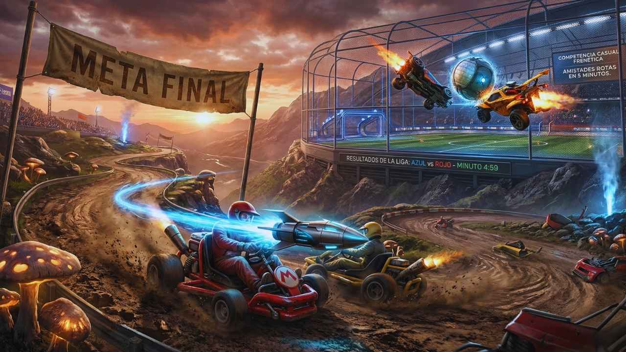 Carreras de vehículos y amistades rotas: Carreras de Mario y Liga de Cohetes
