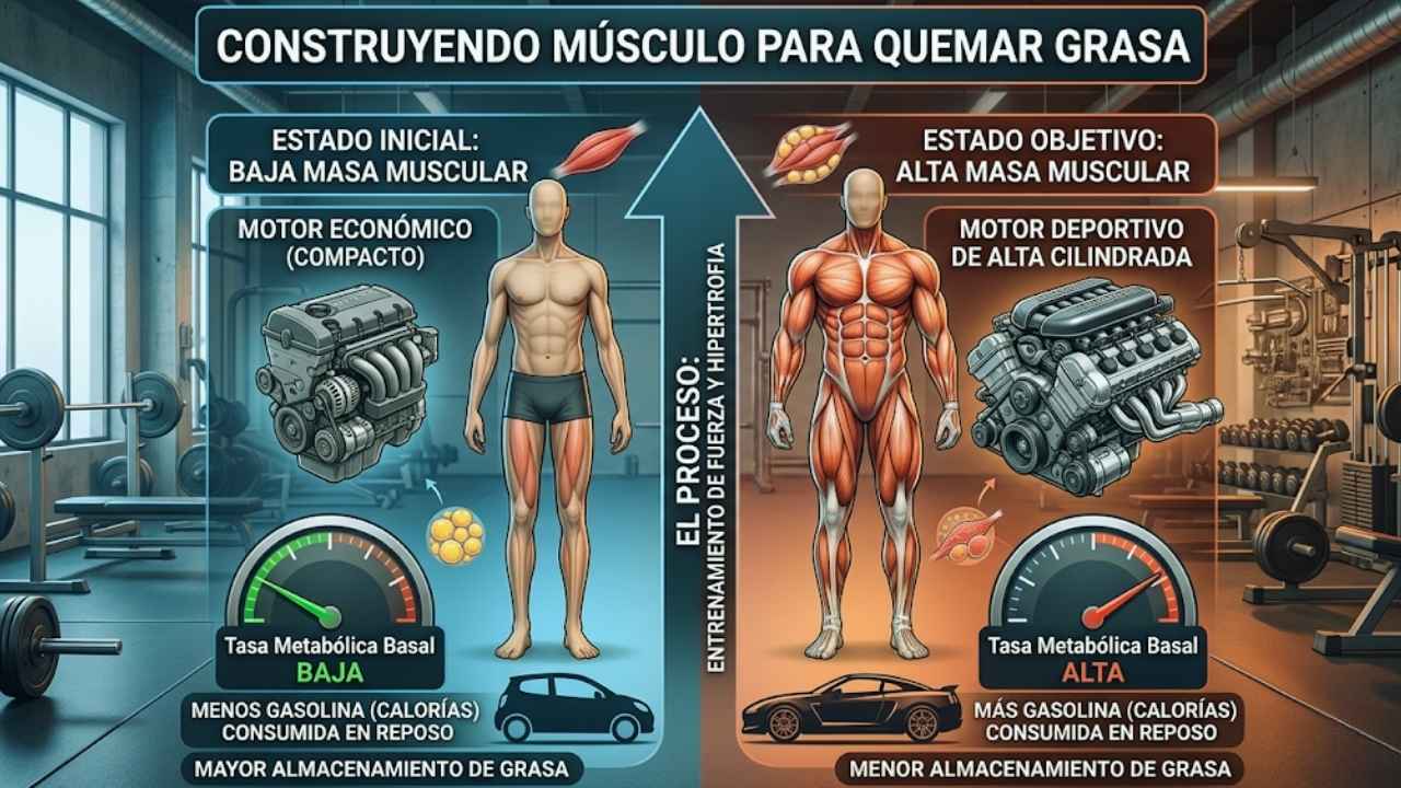 Construyendo músculo para quemar grasa