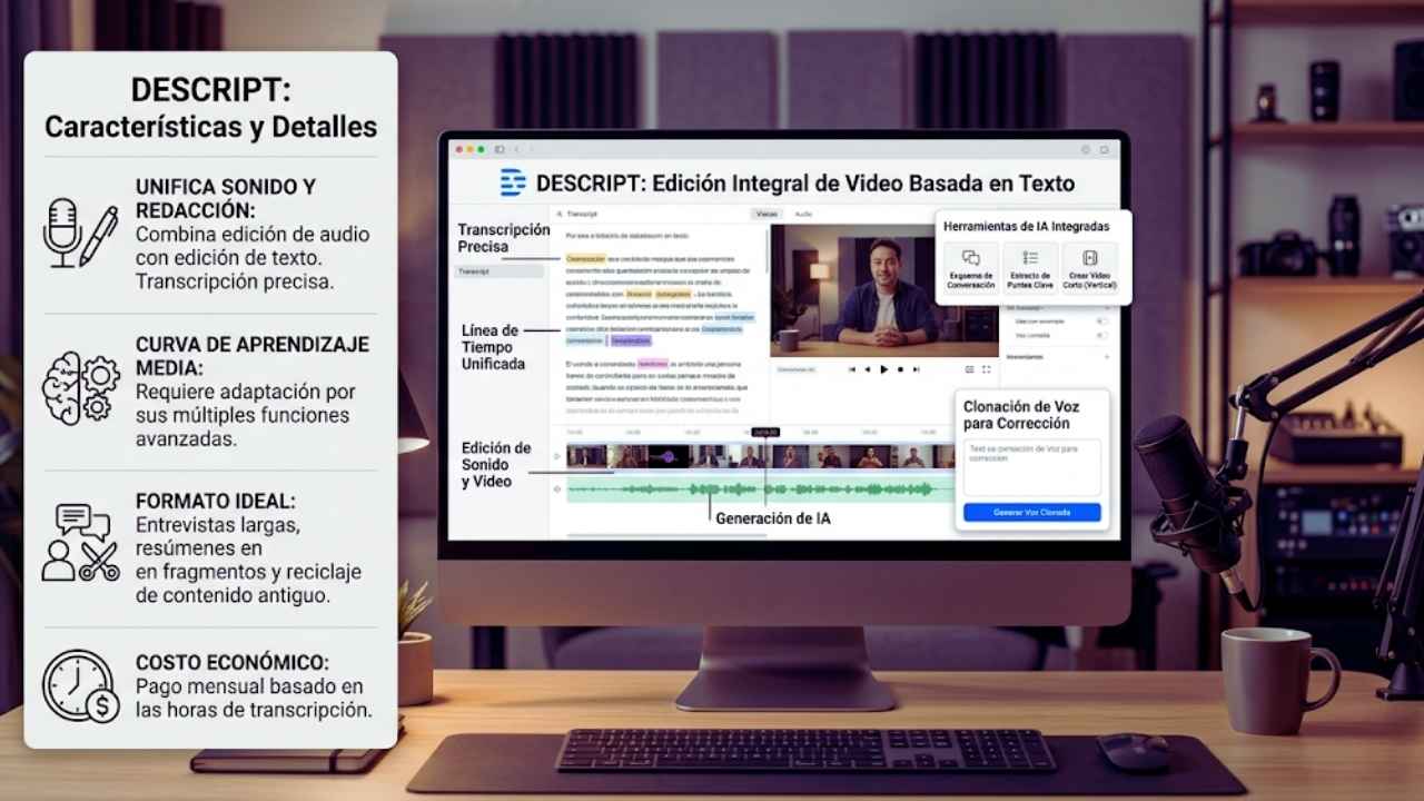 Descript para edición integral basada en texto