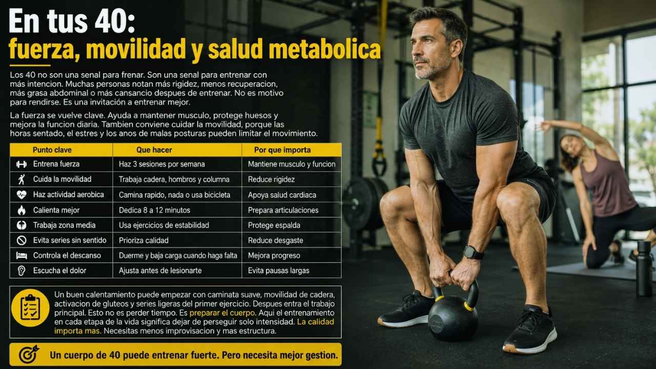 En tus 40: fuerza, movilidad y salud metabolica