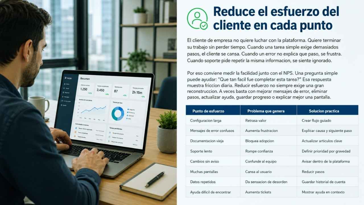 Reduce el esfuerzo del cliente en cada punto