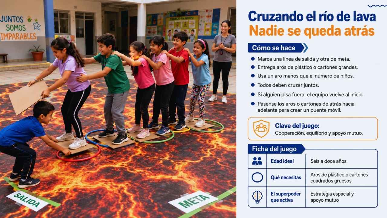 Cruzando el río de lava: Nadie se queda atrás