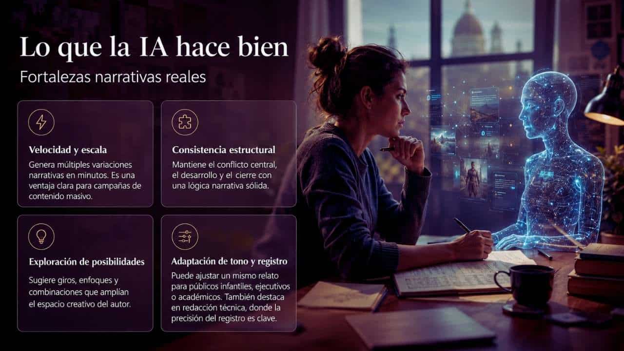 Lo que la IA hace bien: fortalezas narrativas reales